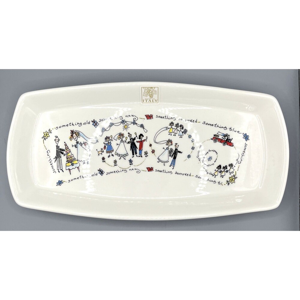 Wedding Theme Ceramic Bread Serving Tray Bridal Shower Newlywed Gift Italy